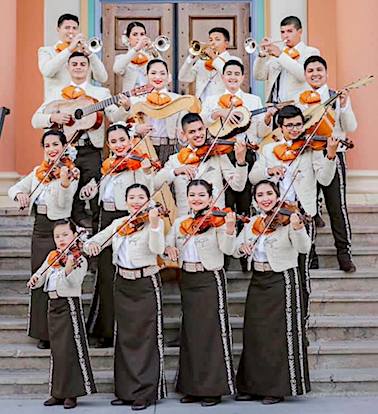 Mariachi Mestizo with 12 musicians on steps