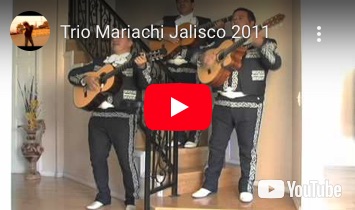 Trio Mariachi Jalisco / anniversary serenade - band performing on steps in home.